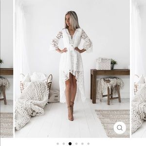 JAUS - BOHO HIGH LOW DRESS - WHITE